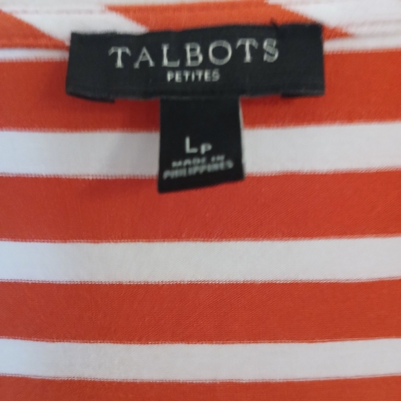 Talbots Women's Reddish Orange And White Striped T Shirt Dress With Belt Size LP - Picture 3 of 10